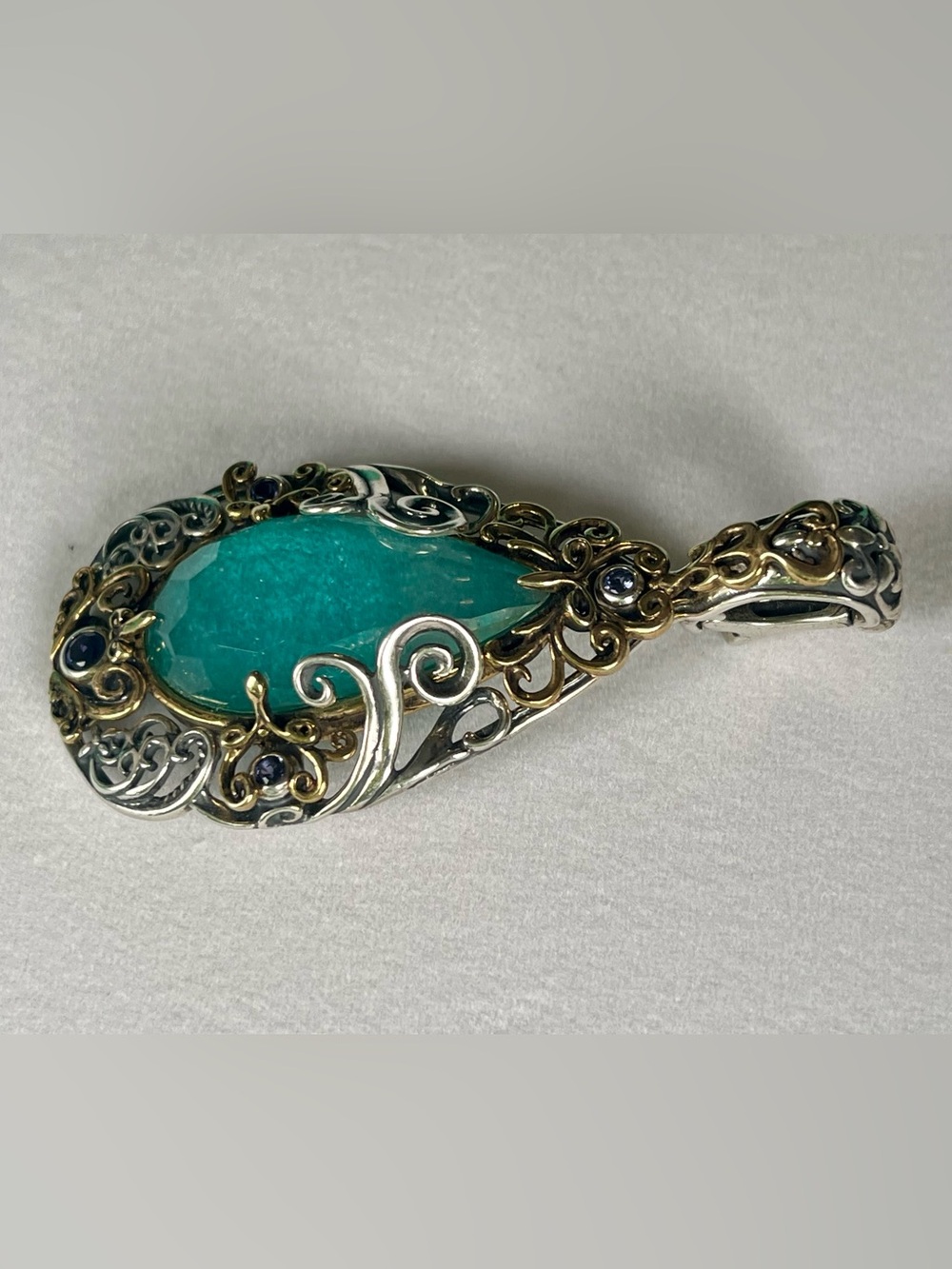 Carolyn Pollack Relios 925 Silver Brass blue quartzite amethyst pendant - Picture 9 of 13